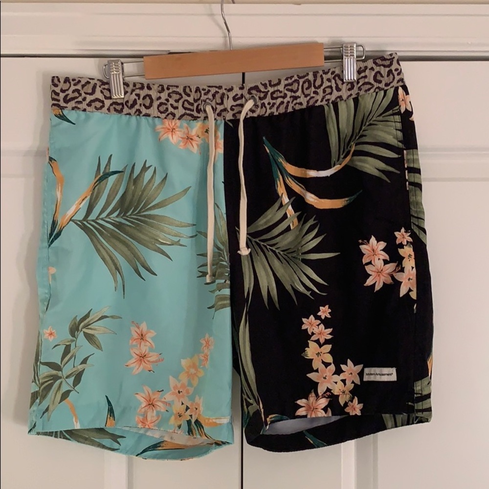 Modern Amusement Cheetah & Floral Swim Trunks